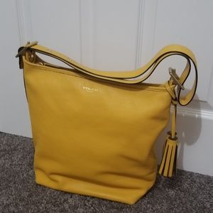 Yellow Coach NY Leather Duffel Bag
